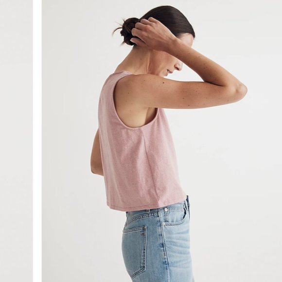 Madewell Button-Front Crewneck Crop Tank Vest - M - Picture 3 of 5